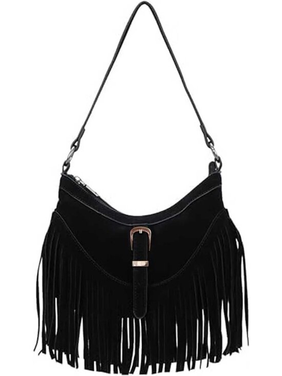 Handbags - Western Purses For Women,Small Fringe Crossbody Bag With Wrist Strap Mini Hipppi